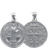 Médaille en argent 925 °/°° rhodié 2 faces de saint Benoît. Livrée en boîte, différentes tailles