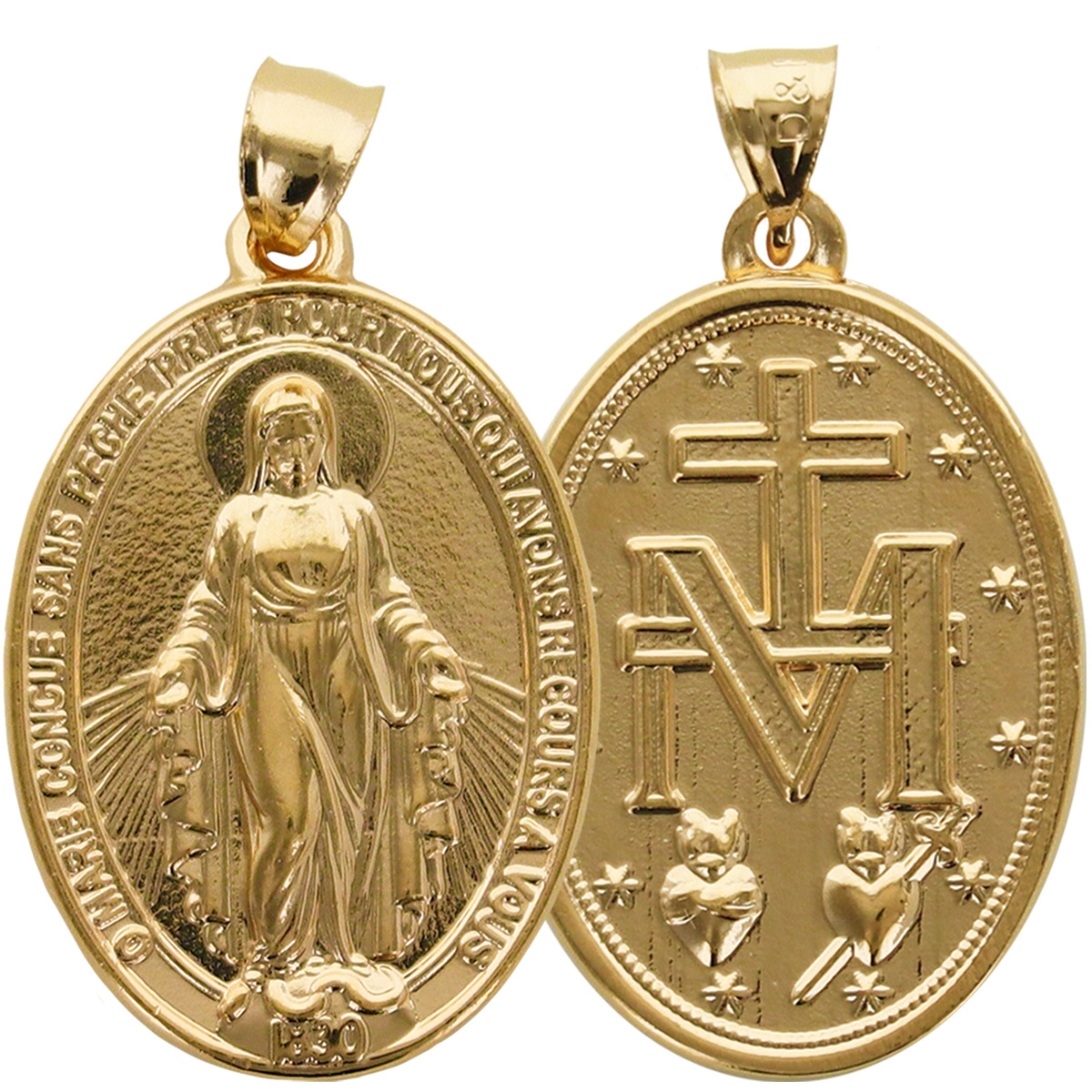 Médaille plaqué or Vierge Miraculeuse. Livré en boîte.