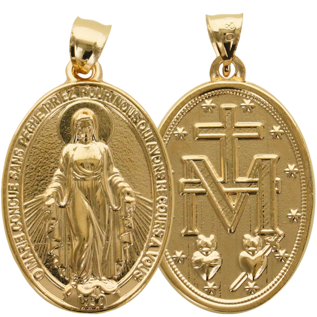 Médaille plaqué or Vierge Miraculeuse. Livré en boîte.