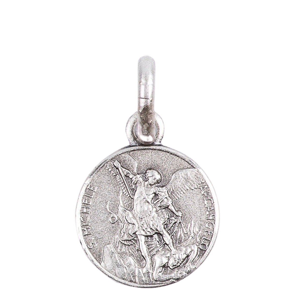 Médaille en argent 925 °/°° Ø 10 mm plusieurs saints. Livrée en boîte.