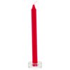 Lot de 5 bougies teintées masse de couleur rouge avec 2 bougeoirs en verre. H 23 cm Ø 2 cm.