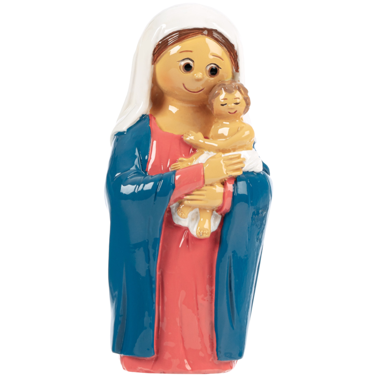 Statue enfantine de la Vierge à L'enfant, H. 10.cm