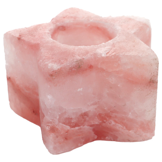 Bougeoir en sel de l´Himalaya forme étoile livré en boite individuelle 10x10 cm hauteur 5 cm vendu sans bougie.
