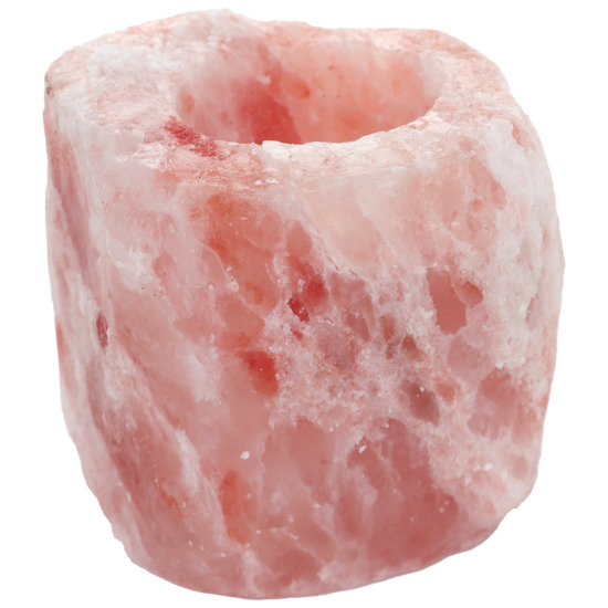 Bougeoir en sel de l´Himalaya naturel livrée en boite individuelle Hauteur 9 cm, vendu sans bougie.